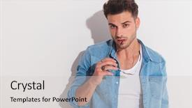  Presentation with facial pain medical man - Cool new slide set with holding his pair of shades backdrop and a light gray colored foreground