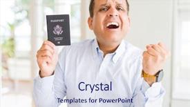  Presentation with united states treasury and tax - Presentation design featuring holding holding passport of united background and a sky blue colored foreground