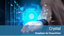  Presentation with biometric security - Colorful theme enhanced with holding hologram projection displaying biometric backdrop and a  colored foreground