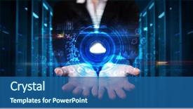  Presentation with biometric security - Beautiful slide set featuring holding hologram projection displaying biometric backdrop and a ocean colored foreground