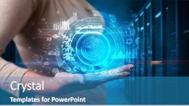  Presentation with biometric security - Presentation theme enhanced with holding hologram projection displaying biometric background and a teal colored foreground