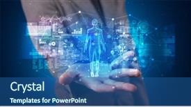  Presentation with hologram - Audience pleasing presentation consisting of holding hologram projection displaying health backdrop and a ocean colored foreground