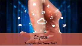  Presentation with information technology cloud - Theme enhanced with holding hologram screen displaying information background and a red colored foreground