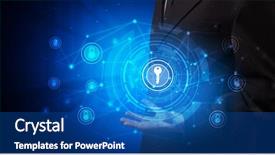  Presentation with hologram - Slide deck having person holding hologram screen displaying background and a ocean colored foreground