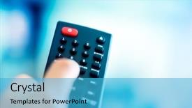  Presentation with remote - Colorful slide deck enhanced with holding in hand remote control backdrop and a  colored foreground
