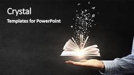  Presentation with hand palm - Amazing slide deck having holding in palm glowing book backdrop and a black colored foreground