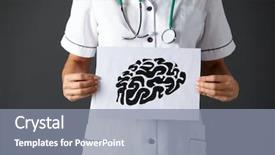  Presentation with ink - PPT theme featuring holding ink drawing of brain background and a gray colored foreground