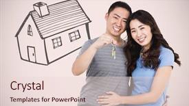  Presentation with house key - PPT layouts having holding key with house draw background and a lemonade colored foreground