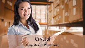  Presentation with credit card - PPT theme featuring holding laptop and credit card background and a coral colored foreground