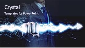  Presentation with super power - Amazing PPT theme having holding lightning in fist power backdrop and a tawny brown colored foreground