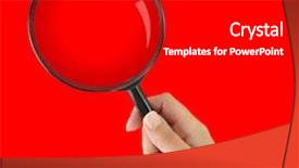  Presentation with blonde holds a magnifying glass - Slides consisting of holding magnifying glass on red background and a  colored foreground