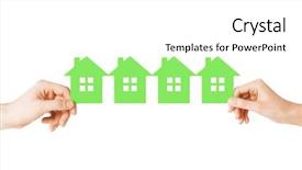  Presentation with green real estate - Theme having holding many green paper house background and a white colored foreground