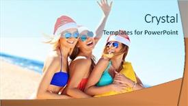  Presentation with santa - Beautiful PPT layouts featuring holding mattress on the beach backdrop and a  colored foreground