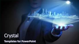  Presentation with media image - Slide set with holding media image of city background and a wine colored foreground