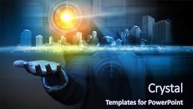  Presentation with media image - Beautiful slides featuring holding media image of city backdrop and a navy blue colored foreground