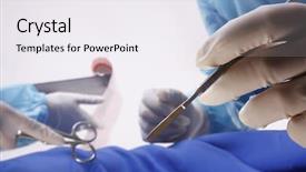  Presentation with medical instruments - Theme with holding medical instruments in hand background and a white colored foreground