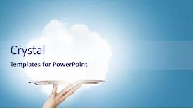  Presentation with human services - Cool new theme with holding metal tray with cloud backdrop and a  colored foreground