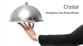  Presentation with waiter - Beautiful theme featuring holding metal tray with cover backdrop and a white colored foreground