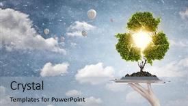  Presentation with recycle - Beautiful PPT layouts featuring holding metal tray with recycle backdrop and a light blue colored foreground