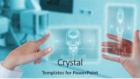  Presentation with black female - Audience pleasing PPT layouts consisting of holding mobile phone against skull backdrop and a light blue colored foreground