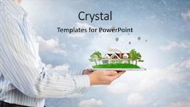  Presentation with holding on to a dream in a changing world - Colorful presentation enhanced with holding model of dream house backdrop and a light blue colored foreground