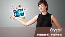  Presentation with tablet - Presentation theme having holding modern tablet with colorful background and a violet colored foreground