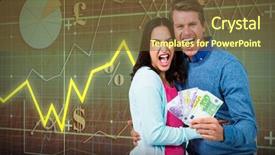  Presentation with money volt - Slide set enhanced with holding money against red arrow background and a tawny brown colored foreground