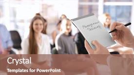  Presentation with business training - Slide deck having holding notebook with text management background and a violet colored foreground