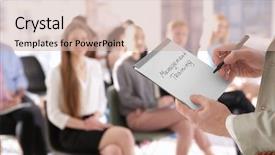  Presentation with business training - Audience pleasing slide set consisting of holding notebook with text management backdrop and a soft green colored foreground