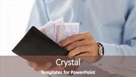  Presentation with joint venture crowdfunding money business - PPT theme having holding open wallet with euro background and a tawny brown colored foreground