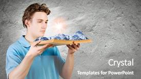  Presentation with man on top of mountain - Audience pleasing theme consisting of view of korcula old town croatia korcula is a historic fortified town on the protected east coast of the island of korcula backdrop and a teal colored foreground.