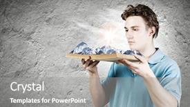  Presentation with helping man mountain - Cool new PPT theme with text caption inspiration showing cms backdrop and a coral colored foreground