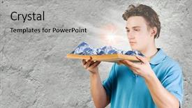  Presentation with helping man mountain - Colorful PPT theme enhanced with holding opened book with mountain backdrop and a  colored foreground