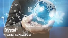  Presentation with hand holding earth - Audience pleasing slide set consisting of holding our planet earth glow backdrop and a violet colored foreground