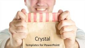  Presentation with paper bag - Cool new PPT layouts with holding out a paper bag backdrop and a lemonade colored foreground