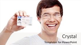  Presentation with close up of young girls - Audience pleasing presentation theme consisting of holding out his driving license backdrop and a lemonade colored foreground