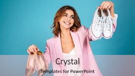  Presentation with sneakers - Colorful presentation theme enhanced with holding pair of high heels backdrop and a lemonade colored foreground