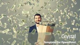  Presentation with paper bag - Amazing PPT theme having holding paper bag with money backdrop and a gray colored foreground