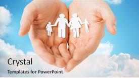  Presentation with family values - Presentation theme featuring holding paper cutout of family background and a coral colored foreground