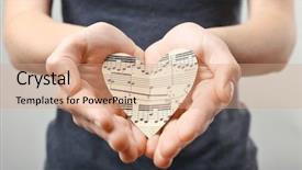  Presentation with hands heart - Slide deck featuring holding paper heart with note background and a coral colored foreground