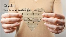  Presentation with music notes - Colorful slide deck enhanced with holding paper heart with note backdrop and a lemonade colored foreground