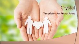  Presentation with lgbt - Cool new slides with holding paper male couple pictogram backdrop and a lemonade colored foreground