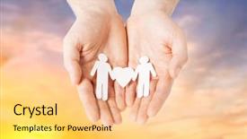  Presentation with lgbt - Amazing presentation having holding paper male couple pictogram backdrop and a yellow colored foreground