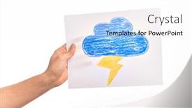  Presentation with thunderstorm - Beautiful PPT theme featuring holding-paper-sheet backdrop and a white colored foreground