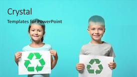  Presentation with recycling paper - Slides with holding paper sheets with recycling background and a arctic colored foreground