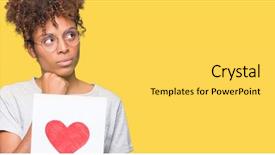  Presentation with african american woman question - Theme with holding paper with red heart background and a  colored foreground