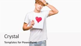  Presentation with paper - PPT theme consisting of holding paper with red heart background and a white colored foreground