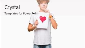  Presentation with brain thinking - Slide set featuring holding paper with red heart background and a  colored foreground