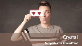  Presentation with pretty girl - PPT theme with holding paper with red heart background and a  colored foreground