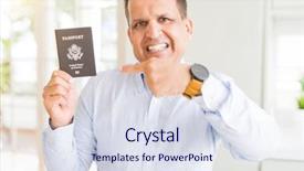  Presentation with united states - Cool new PPT theme with holding passport of united states backdrop and a  colored foreground